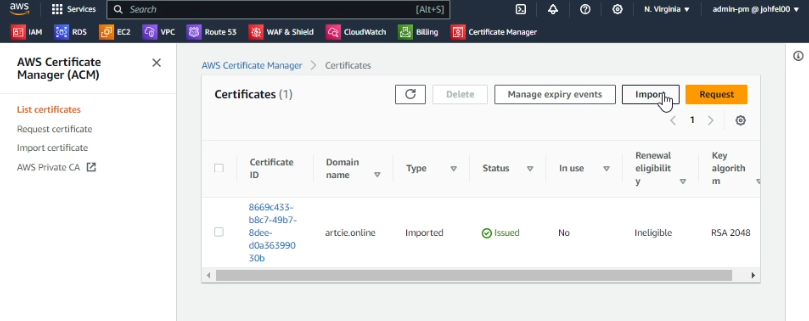 AWS certificate manager
