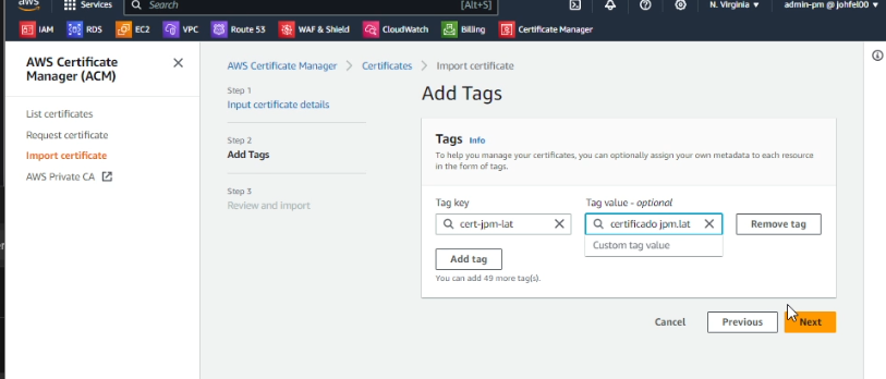 AWS certificate manager
