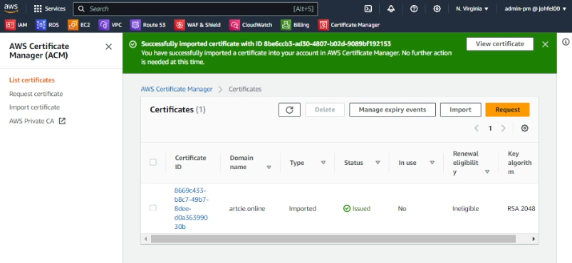 AWS certificate manager