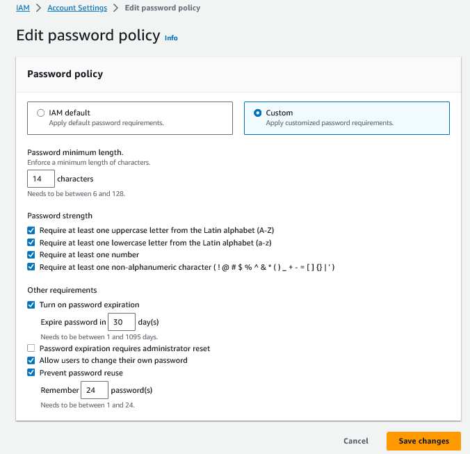 Cambiar politicas contraseña