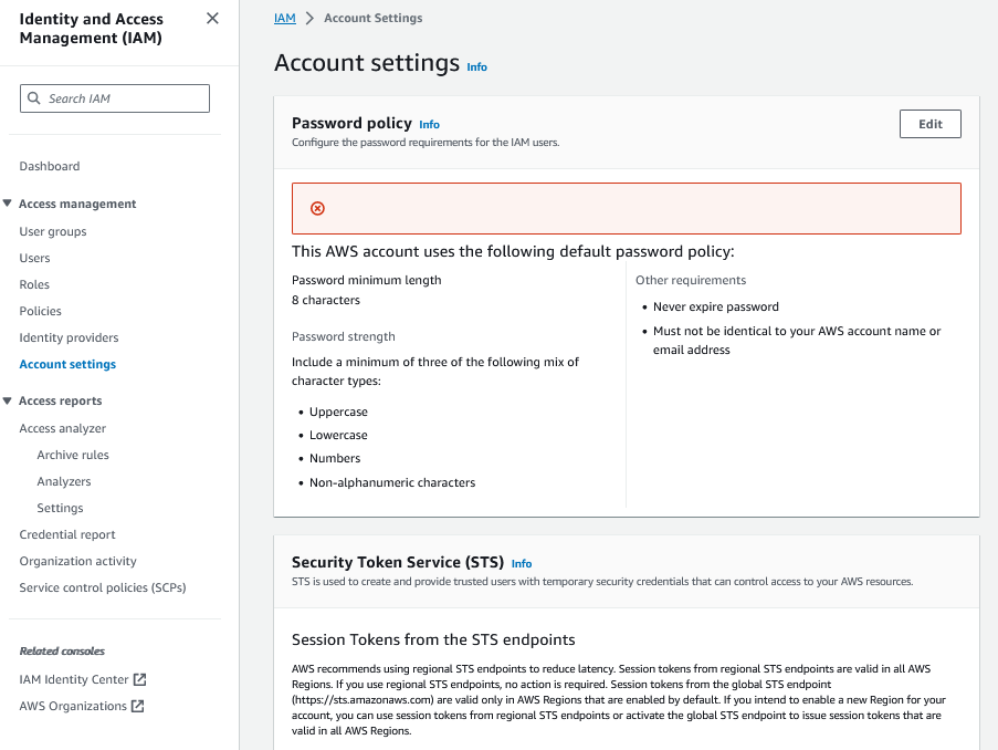Cambiar politicas contraseña