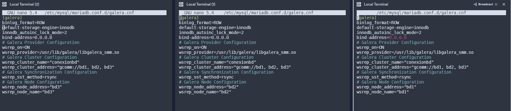 Configuración galera