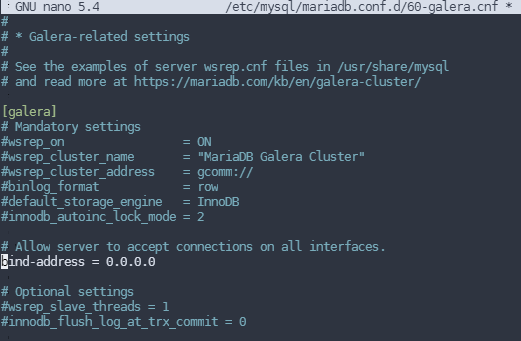 Configuración galera